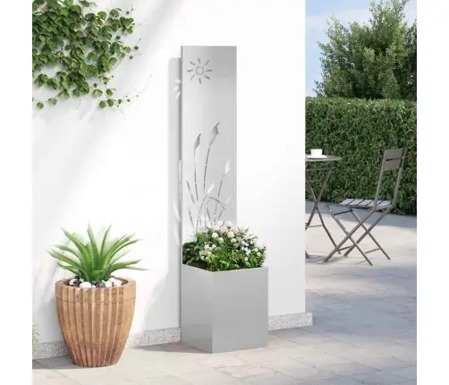 Dārza Stādītājs Ar Dekoratīvu Paneli Sudrabs 32 X 140 Cm Vidaxl