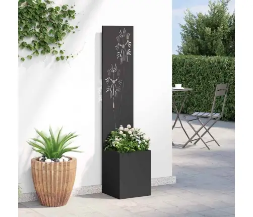 Sodo Privatumo Ekranas Gėlių Juoda 32 X 140 Cm