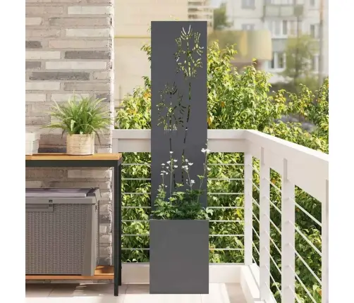 Dārza Stādītājs Ar Dekoratīvu Paneli Antracīta 32 X 140 Cm Vidaxl