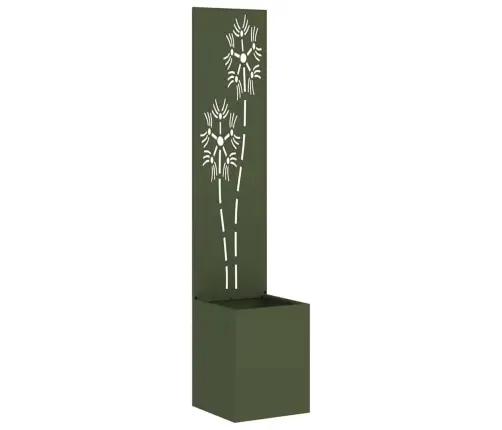 Dārza Stādītājs Ar Dekoratīvu Paneli Olīvu Zaļš 32 X 140 Cm Vidaxl