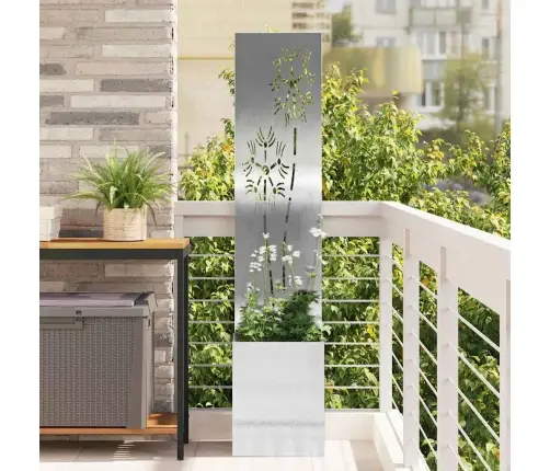 Dārza Stādītājs Ar Dekoratīvu Paneli Sudrabs 32 X 140 Cm Vidaxl