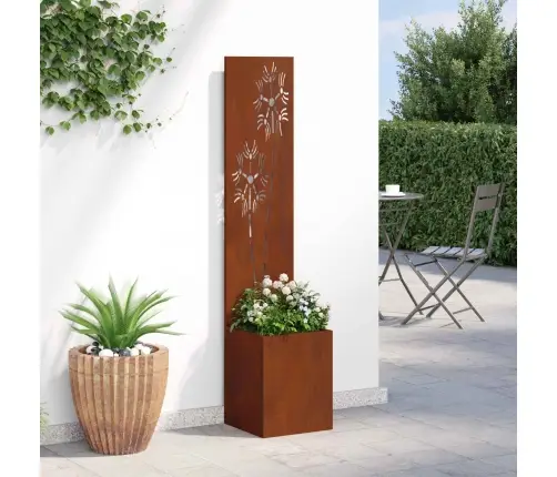 Dārza Stādītājs Ar Dekoratīvu Paneli Rūsa 32 X 140 Cm Vidaxl