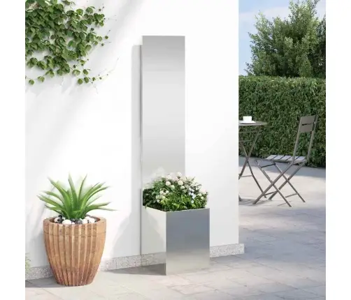 Dārza Stādītājs Ar Dekoratīvu Paneli Sudraba 32 X 140 Cm Vidaxl