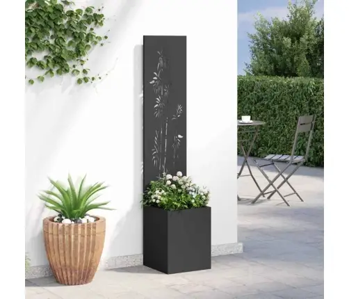 Dārza Stādītājs Ar Dekoratīvu Paneli Melna 32 X 140 Cm Vidaxl