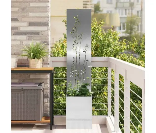 Dārza Stādītājs Ar Dekoratīvu Paneli Sudrabs 32 X 140 Cm Vidaxl