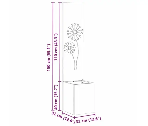 Dārza Stādītājs Ar Dekoratīvu Paneli Sudraba 32 X 140 Cm Vidaxl