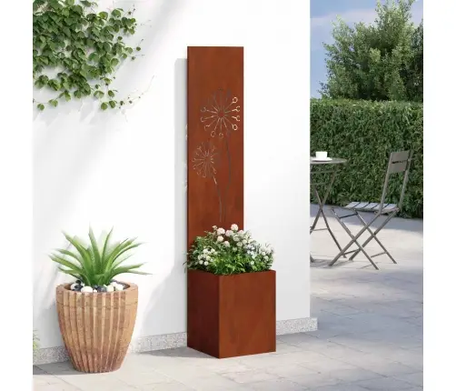 Dārza Stādītājs Ar Dekoratīvu Paneli Rūsa 32 X 140 Cm Vidaxl