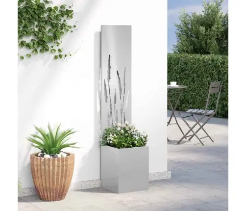 Dārza Stādītājs Ar Dekoratīvu Paneli Sudrabs 32 X 140 Cm Vidaxl