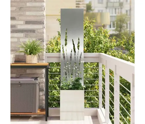 Dārza Stādītājs Ar Dekoratīvu Paneli Sudraba 32 X 140 Cm Vidaxl