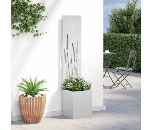 Dārza Stādītājs Ar Dekoratīvu Paneli Sudraba 32 X 140 Cm Vidaxl