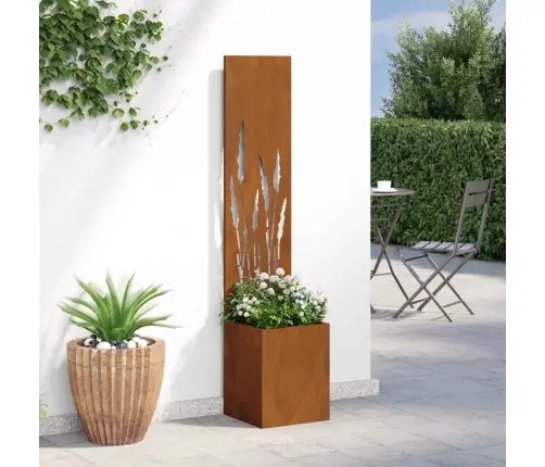 Dārza Stādītājs Ar Dekoratīvu Paneli Rūsa 32 X 140 Cm Vidaxl