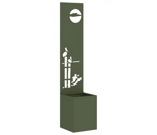 Dārza Stādītājs Ar Dekoratīvu Paneli Olīvu Zaļa 32 X 140 Cm Vidaxl