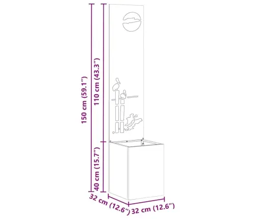 Dārza Stādītājs Ar Dekoratīvu Paneli Olīvu Zaļa 32 X 140 Cm Vidaxl