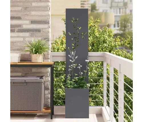 Dārza Privātuma Ekrāns Ziedu Raksts Antracīts 32 X 140 Cm Vidaxl