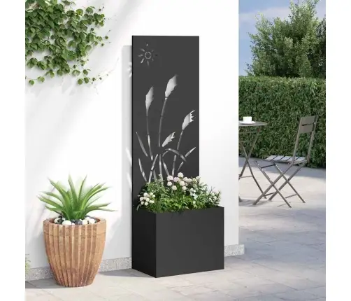 Dārza Stādītājs Ar Dekoratīvu Paneli Melna 50 X 140 Cm Vidaxl