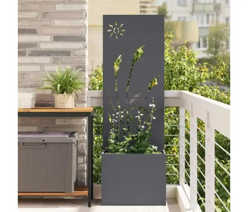 Dārza Stādītājs Ar Dekoratīvu Paneli Antracīts 50 X 140 Cm Vidaxl