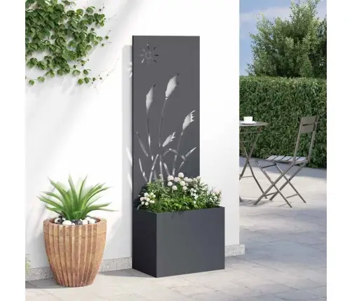 Dārza Stādītājs Ar Dekoratīvu Paneli Antracīts 50 X 140 Cm Vidaxl