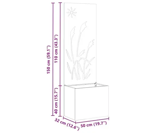 Dārza Stādītājs Ar Dekoratīvu Paneli Antracīts 50 X 140 Cm Vidaxl