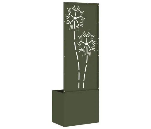 Dārza Stādītājs Ar Dekoratīvu Paneli Olīvu Zaļa 50 X 140 Cm Vidaxl