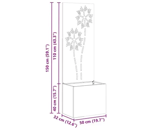 Dārza Stādītājs Ar Dekoratīvu Paneli Olīvu Zaļa 50 X 140 Cm Vidaxl