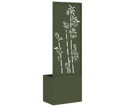 Dārza Stādītājs Ar Dekoratīvu Paneli Olīvu Zaļa 50 X 140 Cm Vidaxl