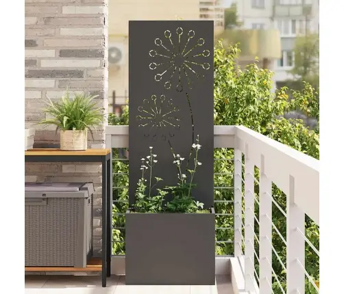 Dārza Stādītājs Ar Dekoratīvu Paneli Melna 50 X 140 Cm Vidaxl