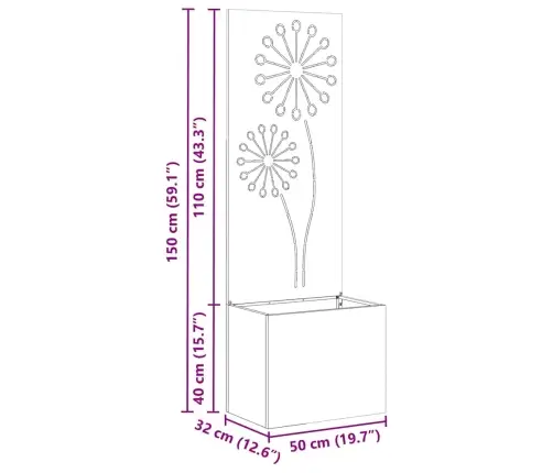 Dārza Stādītājs Ar Dekoratīvu Paneli Melna 50 X 140 Cm Vidaxl