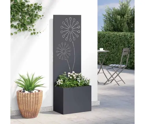 Dārza Stādītājs Ar Dekoratīvu Paneli Antracīts 50 X 140 Cm Vidaxl