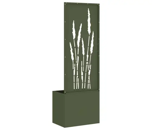 Dārza Stādītājs Ar Dekoratīvu Paneli Olīvu Zaļa 50 X 140 Cm Vidaxl