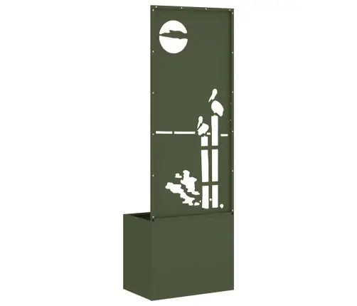 Dārza Stādītājs Ar Dekoratīvu Paneli Olīvu Zaļa 50 X 140 Cm Vidaxl