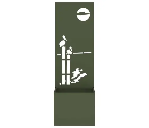 Dārza Stādītājs Ar Dekoratīvu Paneli Olīvu Zaļa 50 X 140 Cm Vidaxl