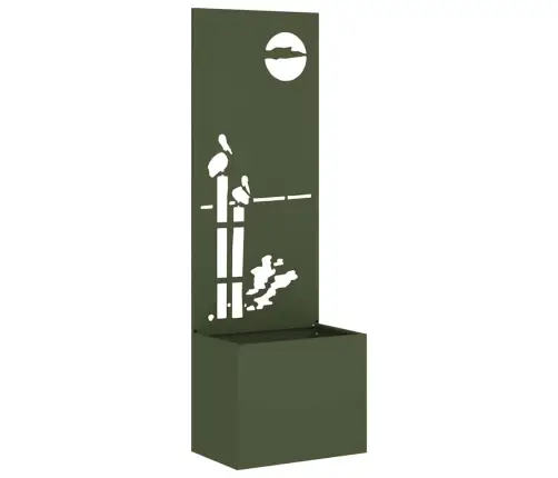 Dārza Stādītājs Ar Dekoratīvu Paneli Olīvu Zaļa 50 X 140 Cm Vidaxl