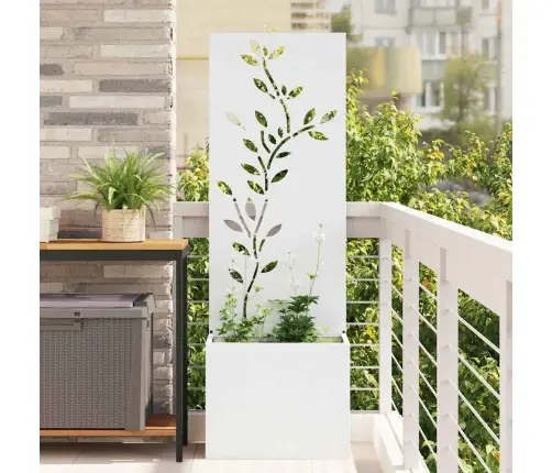 Dārza Stādītājs Ar Dekoratīvu Paneli Balts 50 X 140 Cm Vidaxl