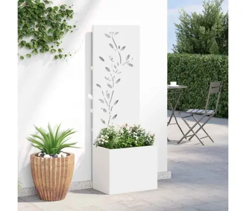 Dārza Stādītājs Ar Dekoratīvu Paneli Balts 50 X 140 Cm Vidaxl