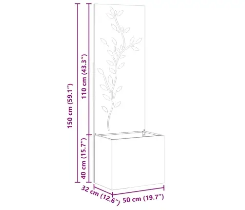 Dārza Stādītājs Ar Dekoratīvu Paneli Balts 50 X 140 Cm Vidaxl