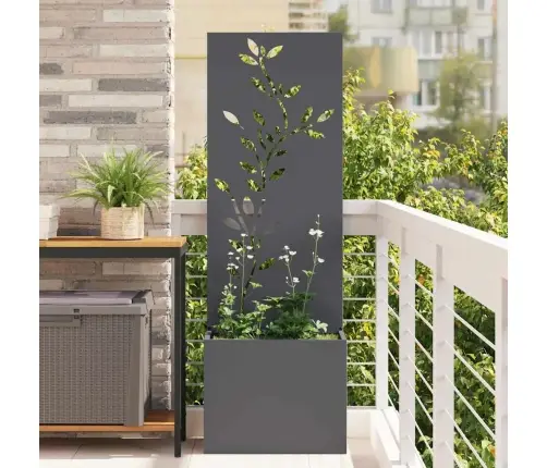 Dārza Stādītājs Ar Dekoratīvu Paneli Antracīta 50 X 140 Cm Vidaxl