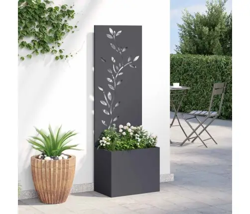 Dārza Stādītājs Ar Dekoratīvu Paneli Antracīta 50 X 140 Cm Vidaxl