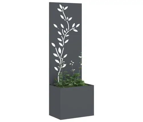 Dārza Stādītājs Ar Dekoratīvu Paneli Antracīta 50 X 140 Cm Vidaxl