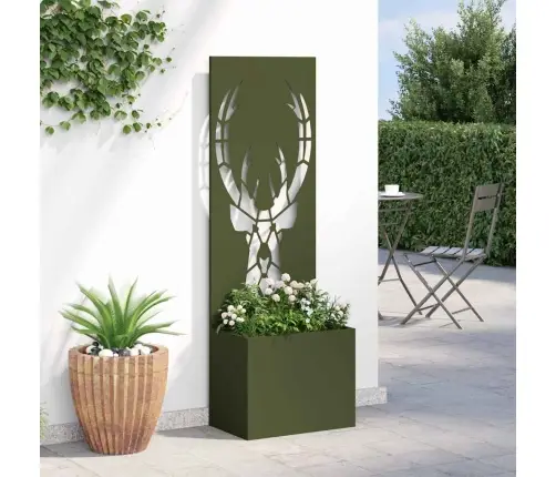 Dārza Stādītājs Ar Dekoratīvu Paneli Olīvu Zaļa 50 X 140 Cm Vidaxl