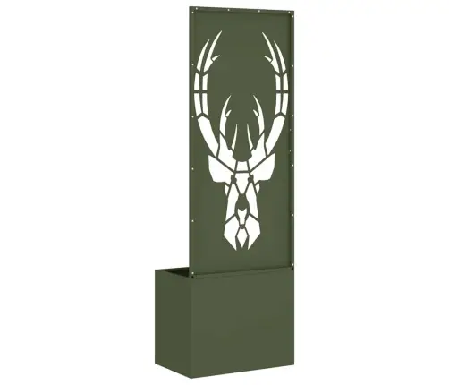 Dārza Stādītājs Ar Dekoratīvu Paneli Olīvu Zaļa 50 X 140 Cm Vidaxl