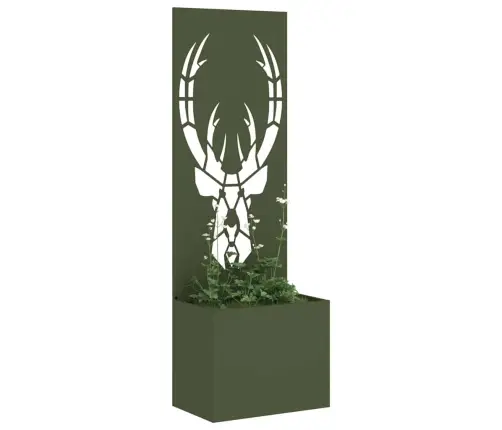 Dārza Stādītājs Ar Dekoratīvu Paneli Olīvu Zaļa 50 X 140 Cm Vidaxl