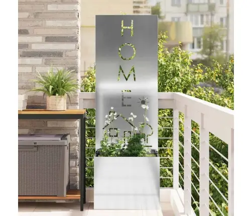 Dārza Stādītājs Ar Dekoratīvu Paneli Sudraba 50 X 140 Cm Vidaxl