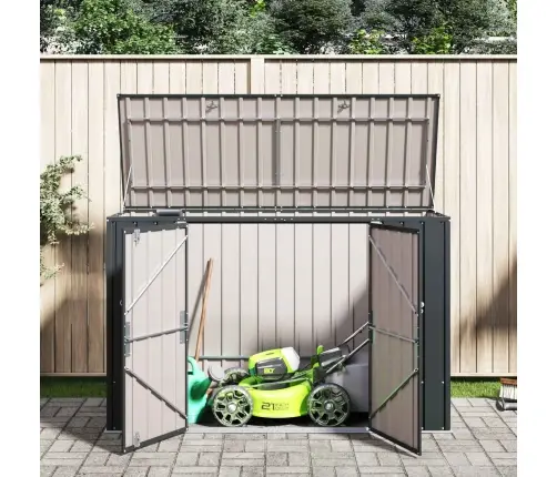 Dārza Uzglabāšanas Kaste Melna 214 X 82 X 132 Cm Tērauds Vidaxl