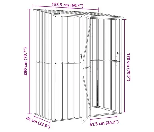 Sodo Pašiūrės Antracitas 153,5 X 86 X 200 Cm Metalas