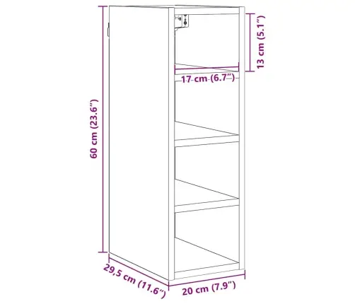 Piekarams Skapītis Riga Melns Ozols 20 X 29,5 X 60 Cm Vidaxl