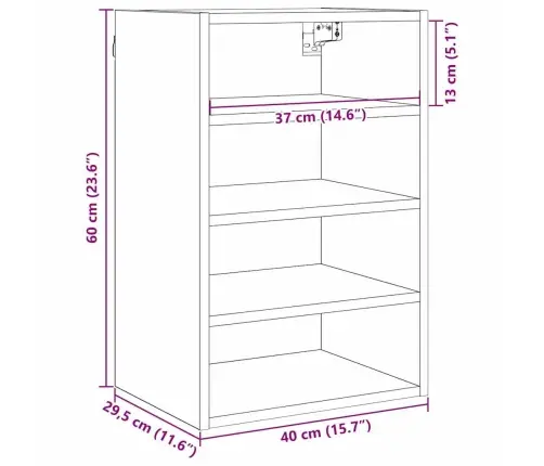 Piekarams Skapītis Riga Melns Ozols 40 X 29,5 X 60 Cm Vidaxl