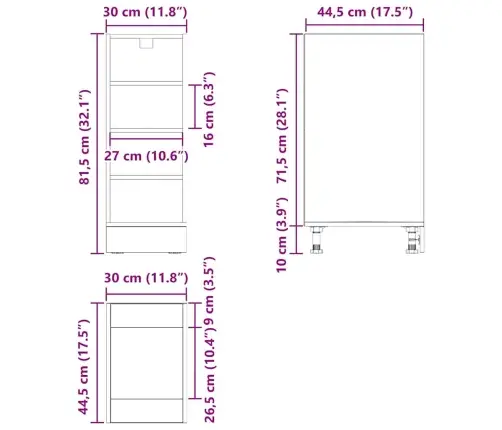 Virtuves Pamatstāvs Riga Melns Ozols 30 X 44,5 X 81,5 Cm Vidaxl