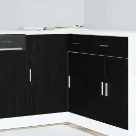 Virtuves Stūra Bāzes Skapis Melns Ozols 86 X 46 X 81,5 Cm Vidaxl