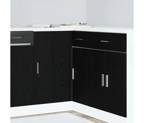 Virtuves Stūra Bāzes Skapis Riga Melns Ozols 86 X 46 X 81,5 Cm Vidaxl