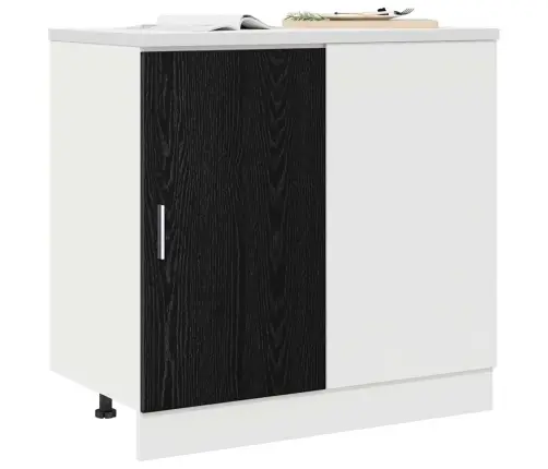 Virtuves Stūra Bāzes Skapis Riga Melns Ozols 86 X 46 X 81,5 Cm Vidaxl